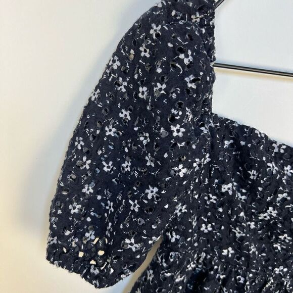 Maeve Anthropologie Lillianne Floral Mini Dress eyelet lace smocked size 0 - Picture 7 of 13